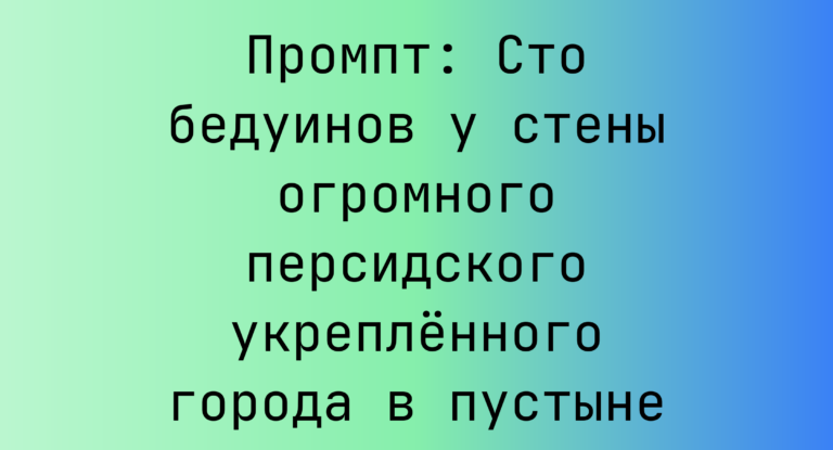 Промпт: Сто бедуинов у стены огромного персидского укрепленного города в пустыне