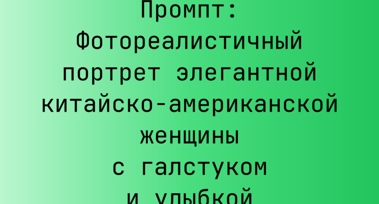 Промпт: Фотореалистичный портрет элегантной китайско-американской женщины с галстуком и улыбкой