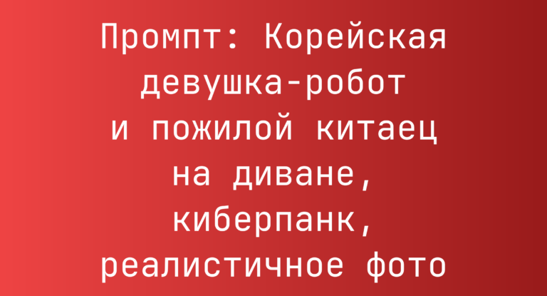 Промпт: Корейская девушка-робот и пожилой китаец на диване, киберпанк, реалистичное фото