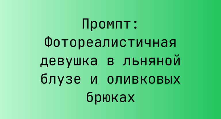 Промпт: Фотореалистичная девушка в льняной блузе и оливковых брюках