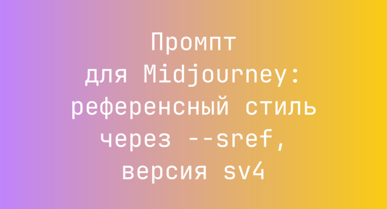 Промпт для Midjourney: референсный стиль через –sref, версия sv4