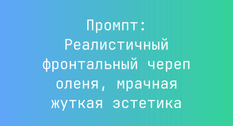Промпт: Реалистичный фронтальный череп оленя, мрачная жуткая эстетика