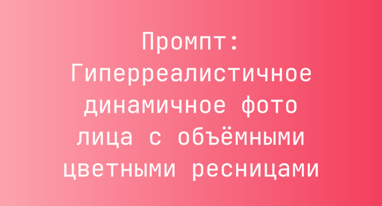 Промпт: Гиперреалистичное динамичное фото лица с объемными цветными ресницами