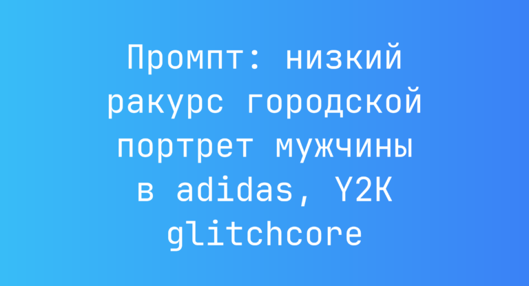 Промпт: низкий ракурс городской портрет мужчины в adidas, Y2K glitchcore