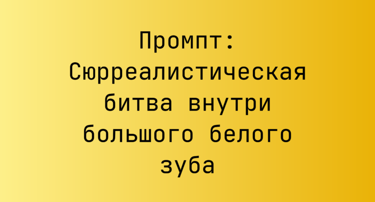 Промпт: Сюрреалистическая битва внутри большого белого зуба