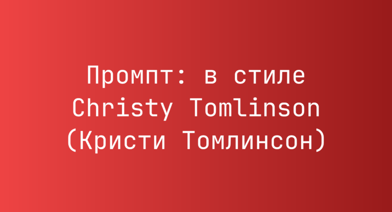 Промпт: в стиле Christy Tomlinson (Кристи Томлинсон)