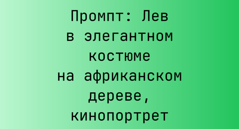 Промпт: Лев в элегантном костюме на африканском дереве, кинопортрет