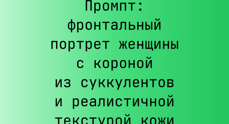 Промпт: фронтальный портрет женщины с короной из суккулентов и реалистичной текстурой кожи