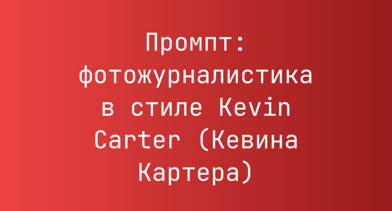 Промпт: фотожурналистика в стиле Kevin Carter (Кевина Картера)
