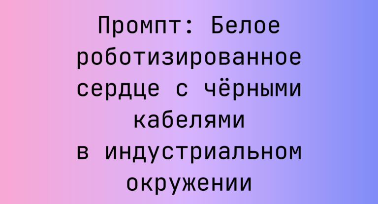 Промпт: Белое роботизированное сердце с черными кабелями в индустриальном окружении