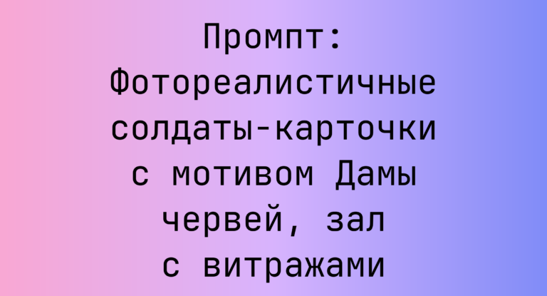 Промпт: Фотореалистичные солдаты-карточки с мотивом Дамы червей, зал с витражами