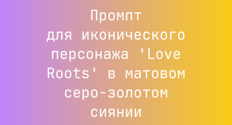 Промпт для иконического персонажа ‘Love Roots’ в матовом серо-золотом сиянии