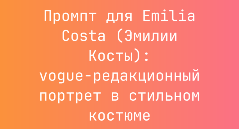 Промпт для Emilia Costa (Эмилии Косты): vogue-редакционный портрет в стильном костюме