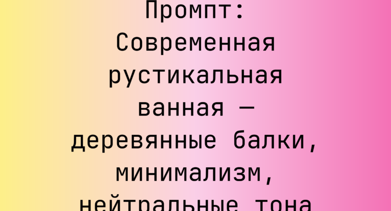 Промпт: Современная рустикальная ванная — деревянные балки, минимализм, нейтральные тона
