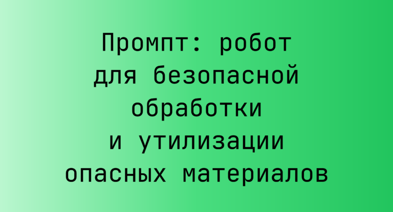 Промпт: робот для безопасной обработки и утилизации опасных материалов