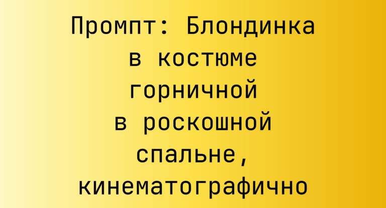 Промпт: Блондинка в костюме горничной в роскошной спальне, кинематографично