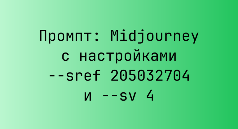 Промпт: Midjourney с настройками –sref 205032704 и –sv 4