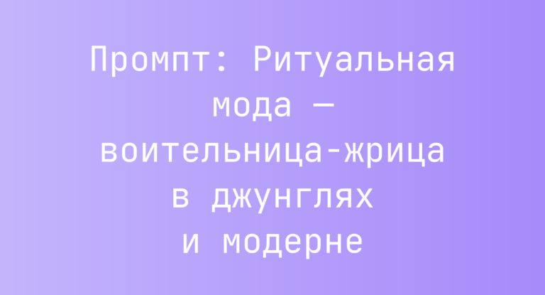 Промпт: Ритуальная мода — воительница-жрица в джунглях и модерне