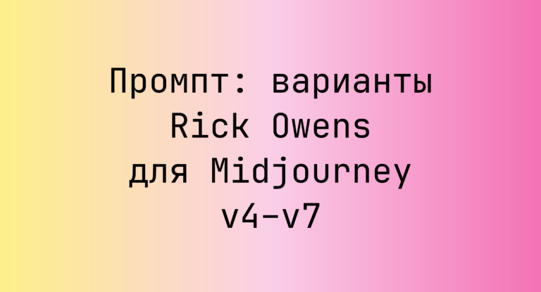 Промпт: варианты Rick Owens для Midjourney v4–v7