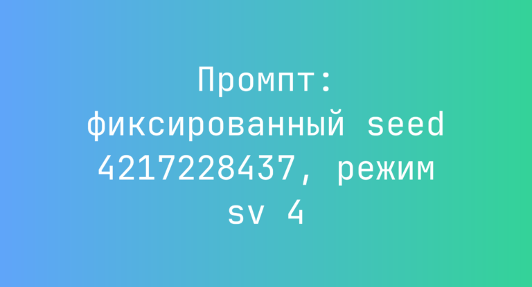 Промпт: фиксированный seed 4217228437, режим sv 4