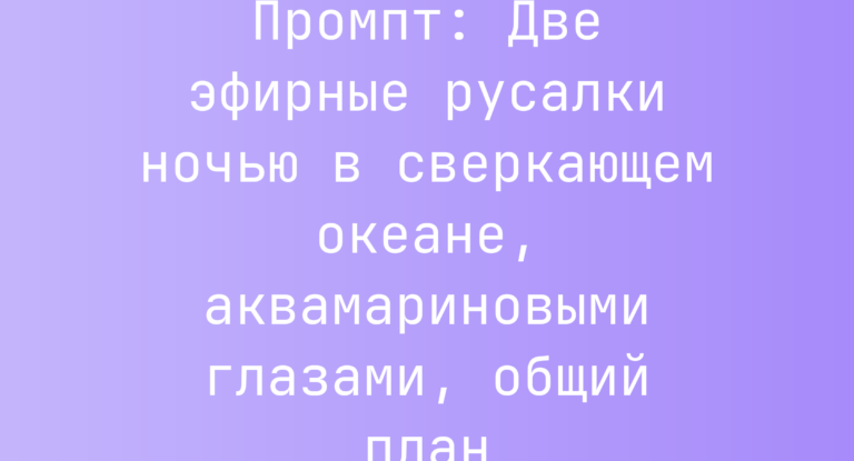 Промпт: Две эфирные русалки ночью в сверкающем океане, аквамариновыми глазами, общий план