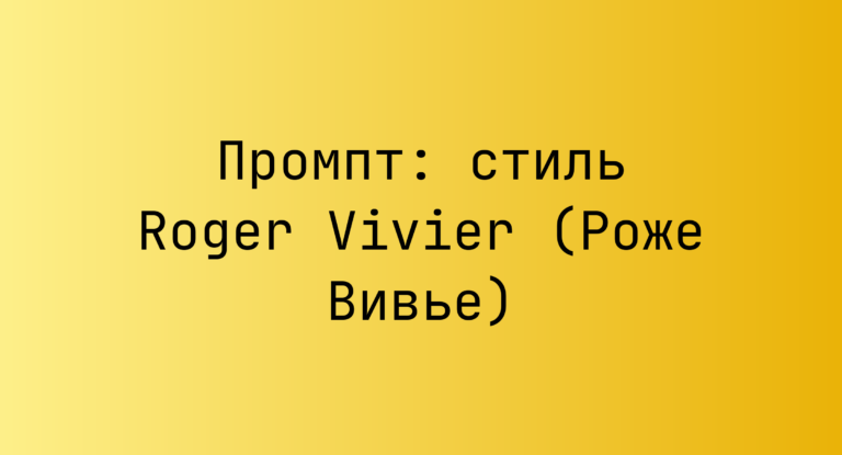 Промпт: стиль Roger Vivier (Роже Вивье)