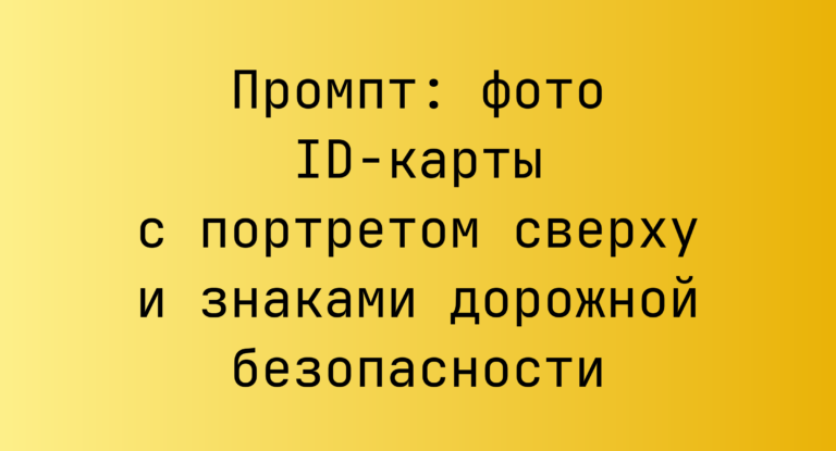 Промпт: фото ID-карты с портретом сверху и знаками дорожной безопасности