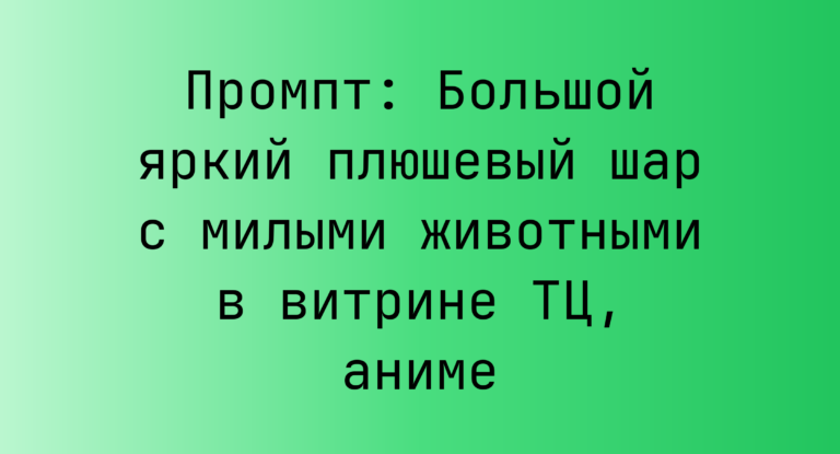 Промпт: Большой яркий плюшевый шар с милыми животными в витрине ТЦ, аниме