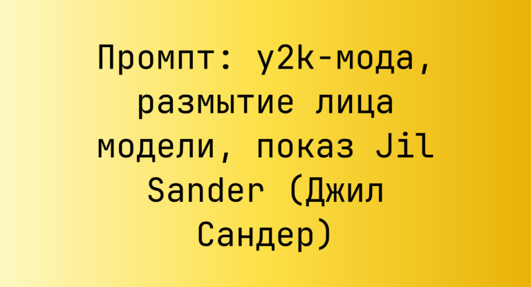 Промпт: y2k-мода, размытие лица модели, показ Jil Sander (Джил Сандер)