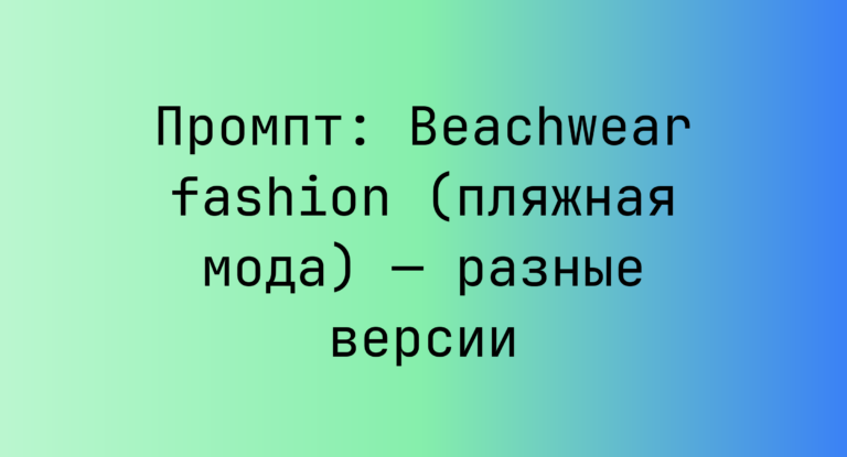 Промпт: Beachwear fashion (пляжная мода) — разные версии