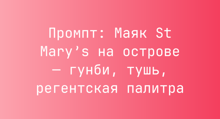 Промпт: Маяк St Mary’s на острове — гунби, тушь, регентская палитра