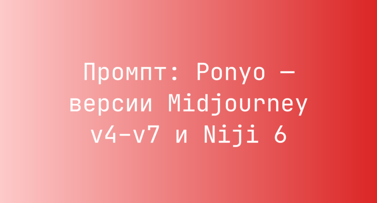 Промпт: Ponyo — версии Midjourney v4–v7 и Niji 6