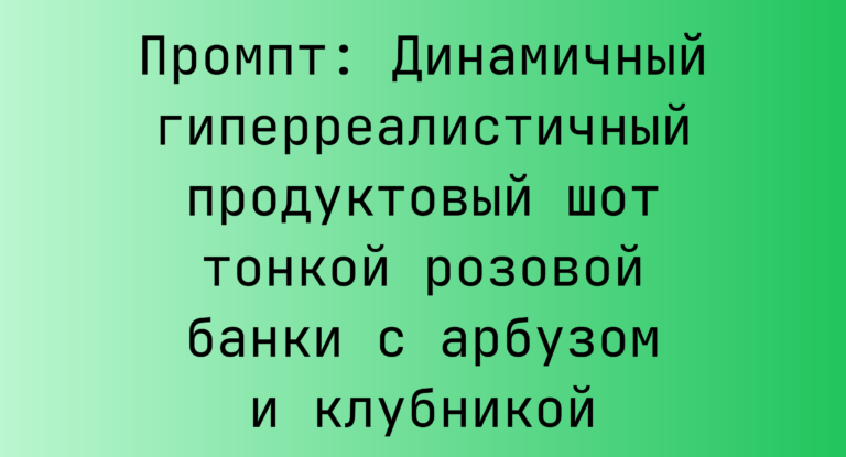 Промпт: Динамичный гиперреалистичный продуктовый шот тонкой розовой банки с арбузом и клубникой
