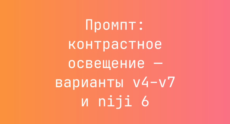 Промпт: контрастное освещение — варианты v4–v7 и niji 6