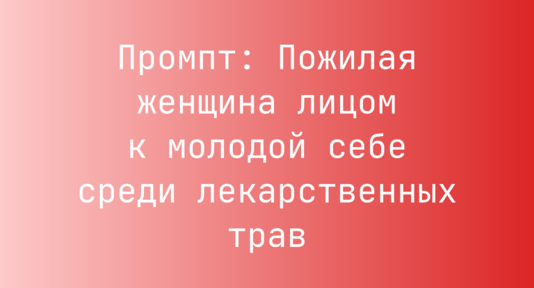 Промпт: Пожилая женщина лицом к молодой себе среди лекарственных трав