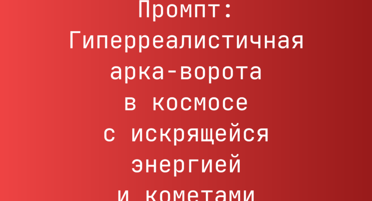 Промпт: Гиперреалистичная арка-ворота в космосе с искрящейся энергией и кометами