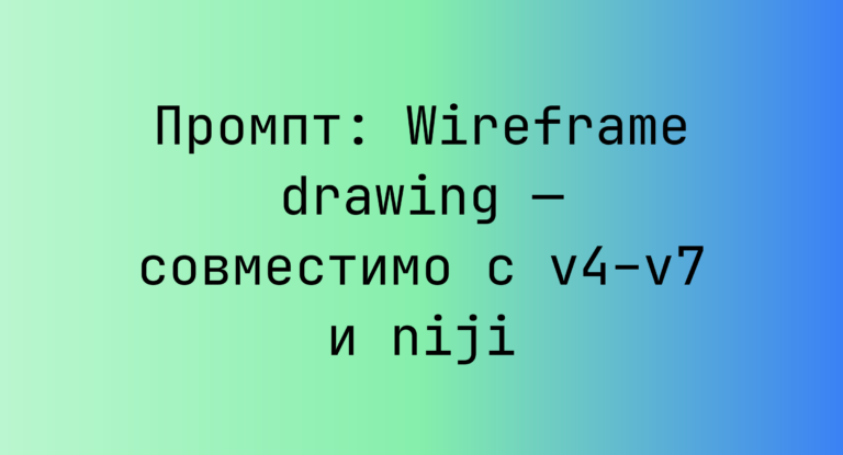 Промпт: Wireframe drawing — совместимо с v4–v7 и niji