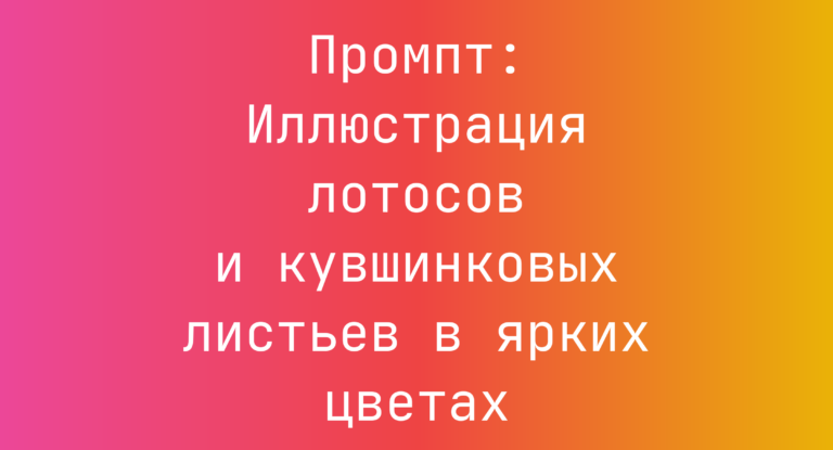 Промпт: Иллюстрация лотосов и кувшинковых листьев в ярких цветах