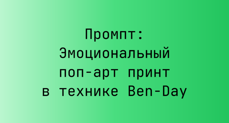 Промпт: Эмоциональный поп-арт принт в технике Ben-Day