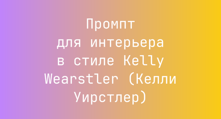 Промпт для интерьера в стиле Kelly Wearstler (Келли Уирстлер)