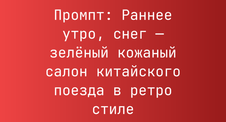 Промпт: Раннее утро, снег — зеленый кожаный салон китайского поезда в ретро стиле