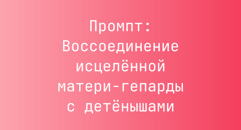 Промпт: Воссоединение исцеленной матери-гепарды с детенышами
