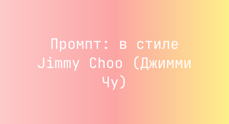 Промпт: в стиле Jimmy Choo (Джимми Чу)