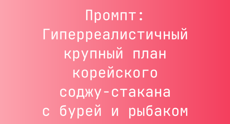 Промпт: Гиперреалистичный крупный план корейского соджу-стакана с бурей и рыбаком