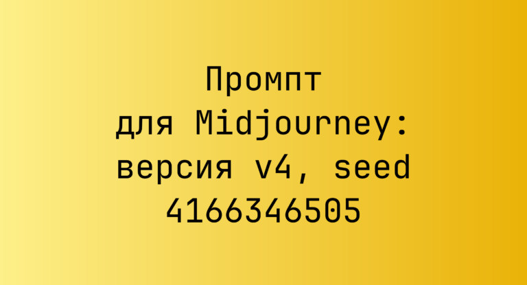 Промпт для Midjourney: версия v4, seed 4166346505