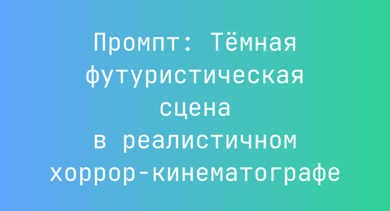 Промпт: Темная футуристическая сцена в реалистичном хоррор-кинематографе