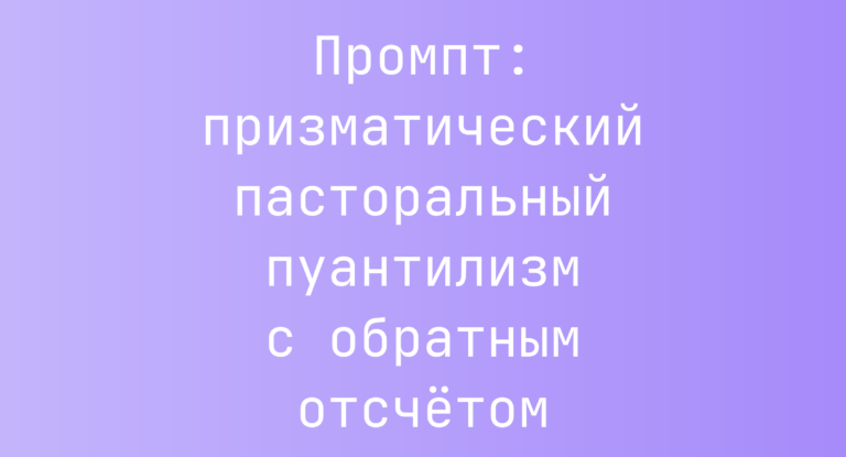 Промпт: призматический пасторальный пуантилизм с обратным отсчетом
