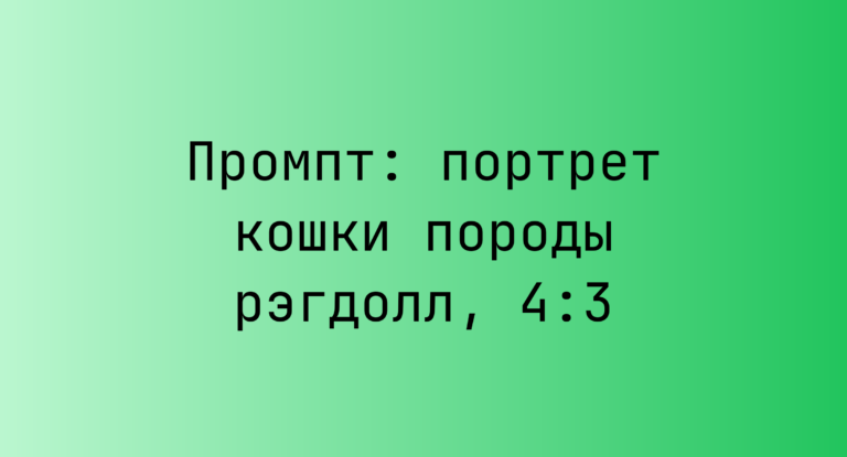 Промпт: портрет кошки породы рэгдолл, 4:3