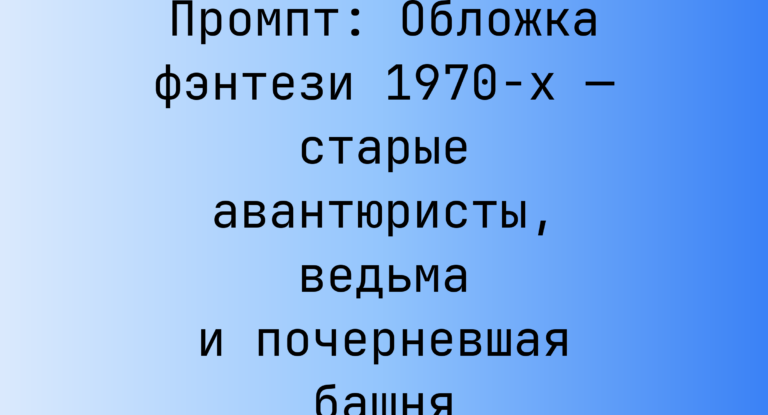 Промпт: Обложка фэнтези 1970-х — старые авантюристы, ведьма и почерневшая башня
