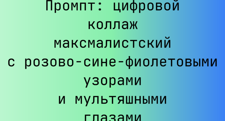 Промпт: цифровой коллаж максмалистский с розово-сине-фиолетовыми узорами и мультяшными глазами